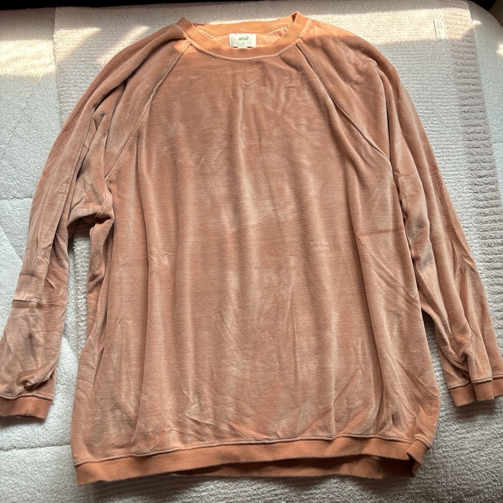 Aerie orange/tan velour oversized crewneck #velour